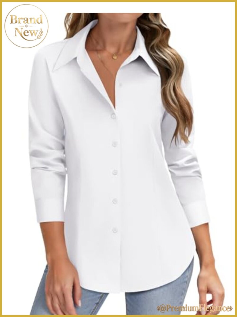 Women's Stain Shield Long Sleeve Button Down Slim Fit Blouse